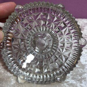 Anchor Hocking * Glass Vintage Stars & Bars Taper Candlestick Holder Retro Clear